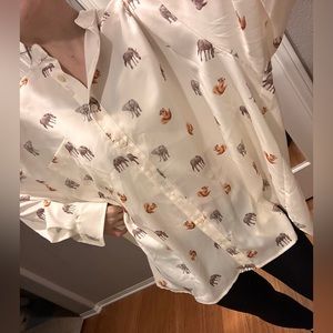 Silk animals print top shirt